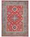 6x8 Red Kuba Afghan Hand Knotted Wool Area Rug